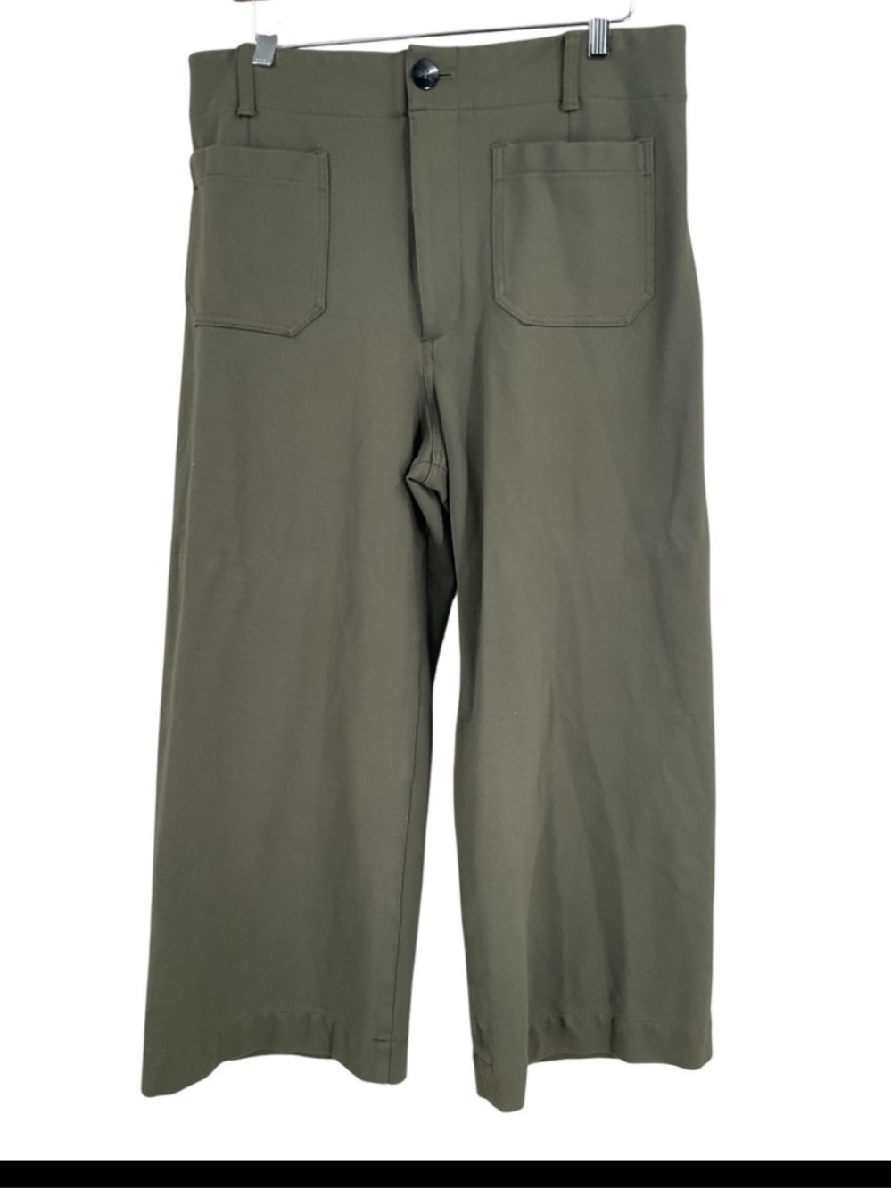 Anthropologie Maeve Colette Ponte Crop Wide-Leg Pants in Olive